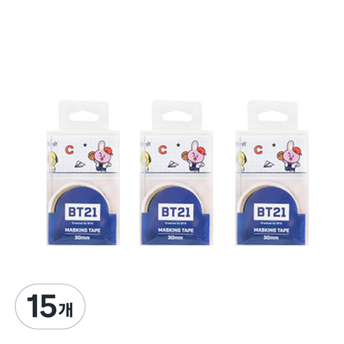 라인프렌즈 BT21 마스킹테이프 30mm, 화이트, 15개