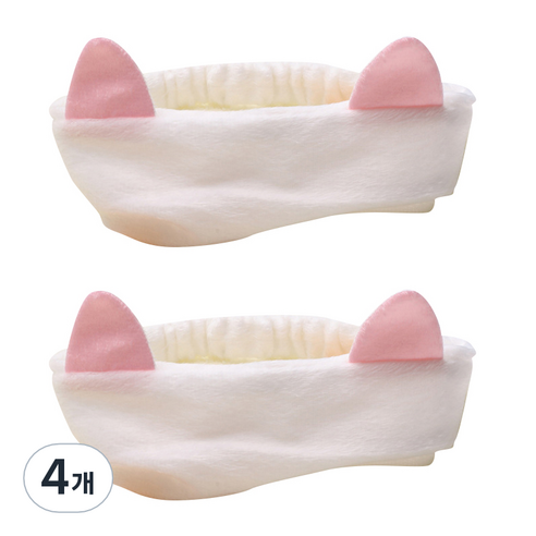 퍼즈 고양이 세안 헤어밴드, 4개, 화이트