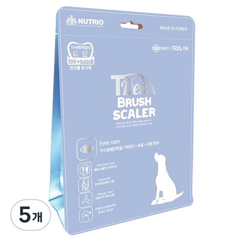 티덴브러쉬 스케일러 강아지덴탈껌 15p, 눈 & 눈물케어맛, 120g, 5개