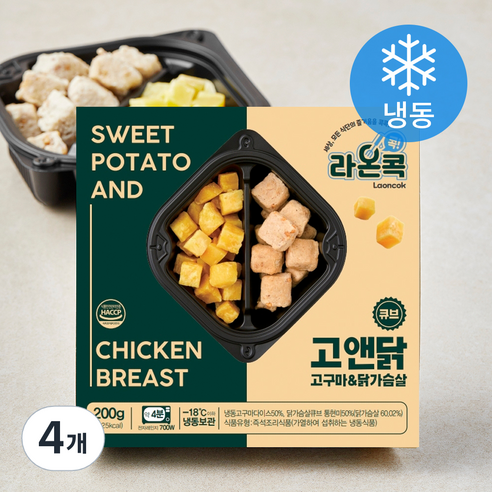 라온콕 고구마 & 닭가슴살 큐브 (냉동), 200g, 4개