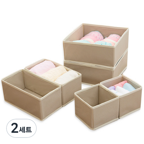 OON 부직포 다용도 정리함 3종 x 2p 세트, 2세트, 베이지