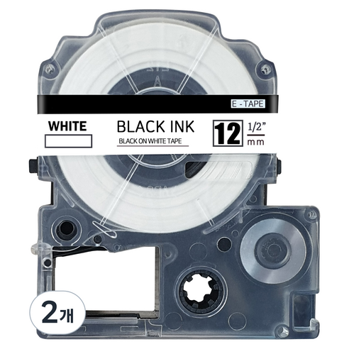 오피스토어 엡손 호환 라벨테이프 12mm 흰색바탕 검정글자, 2개
