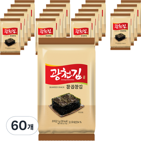 광천김 참 곱창 도시락김, 5g, 60개