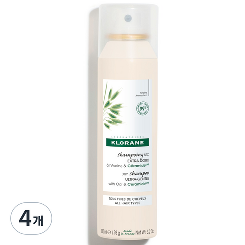 클로란 세라마이드 민감두피 드라이 샴푸 오트밀크향, 150ml, 4개