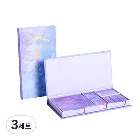 접착메모지 케이스 세트, 별이빛나는하늘세계, 1개입, 3세트
