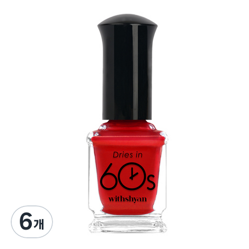 위드샨 유광타입 60초 네일라커 매니큐어 9ml, M61 레드, 6개