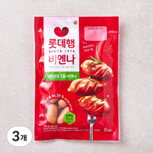 롯데햄 비엔나, 135g, 3개