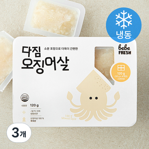 베베프레시 다짐 오징어살 (냉동), 3개, 120g