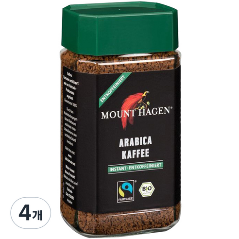 마운트하겐 유기농 디카페인 커피, 100g, 1개입, 4개