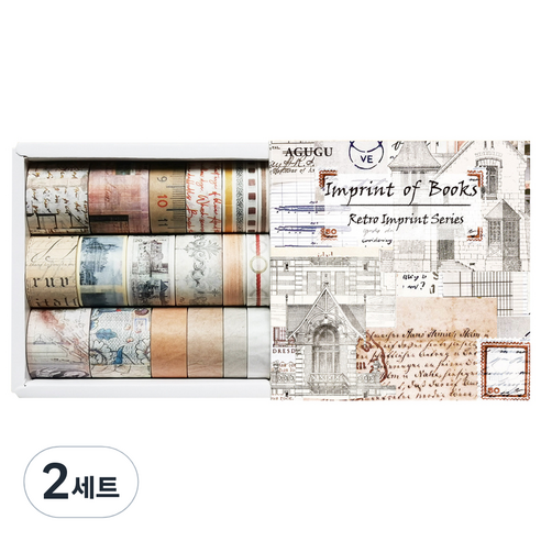 동아피엠에스 DIY 레트로 마스킹 데코테이프 20종 세트, 책의 인쇄물, 2세트