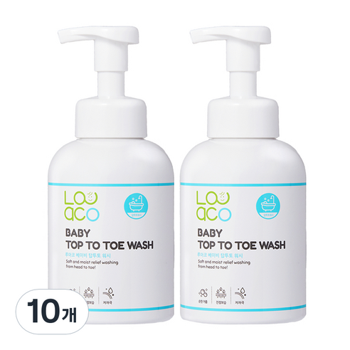 루아코 베이비 탑투토 워시 올인원클렌저, 500ml, 10개