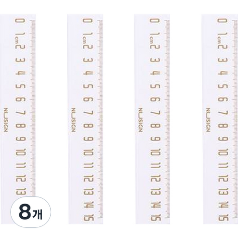 델리 누사인 ABS 눈금 자 15cm, 화이트, 8개