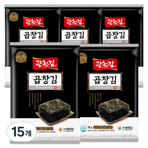 광천김 무조미 곱창 전장김, 18g, 15개