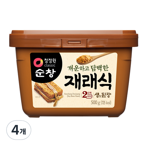 청정원순창 개운하고 담백한 재래식 생된장, 500g, 4개