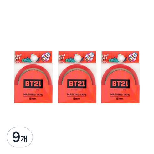 라인프렌즈 BT21 마스킹테이프 15mm, 알제이, 9개