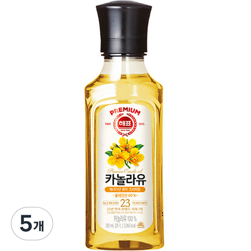 해표 카놀라유, 250ml, 5개