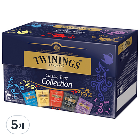 트와이닝 클래식 차 컬렉션 티백, 2g, 20개입, 5개