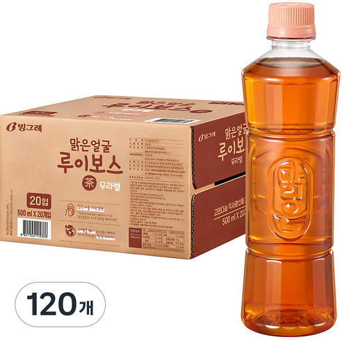 빙그레 맑은얼굴 루이보스차 무라벨, 500ml, 120개