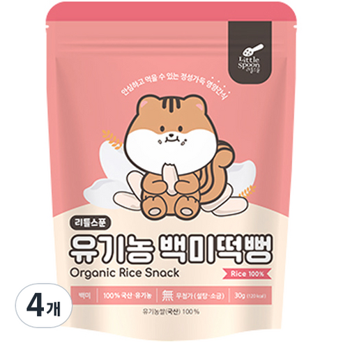 리틀스푼 쌀과자 유기농 떡뻥 스틱 백미떡뻥, 백미, 30g, 4개