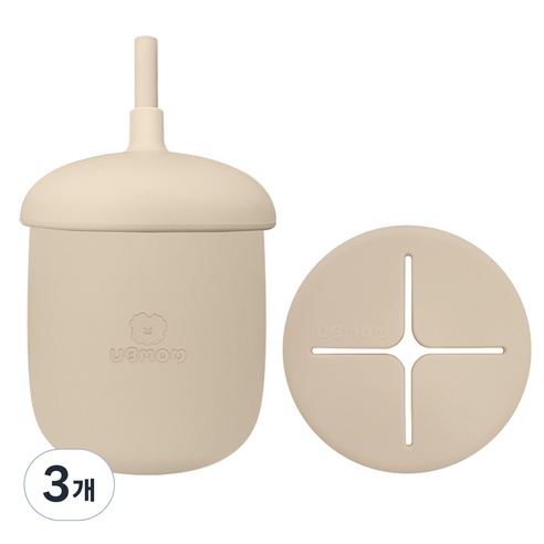 유비맘 유아용 실리콘 몽몽이 스낵 빨대컵, 220ml, 3개, 초코