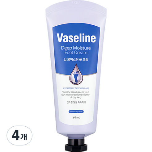 바세린 C2Y 딥 모이스춰 풋크림 60ml, 4개, 1개입