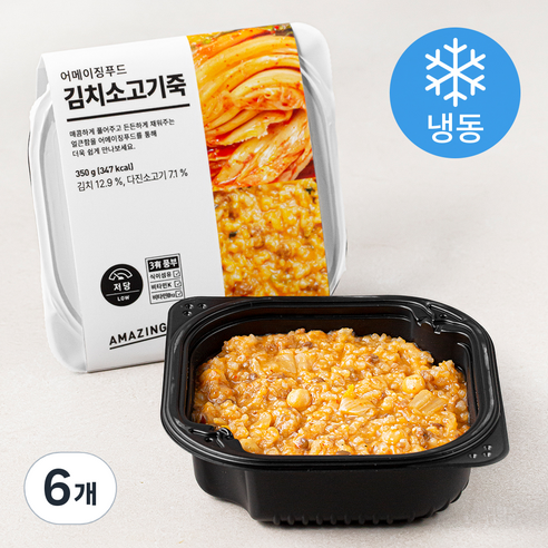 어메이징푸드 김치소고기죽 (냉동), 350g, 6개