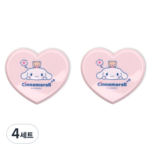 케이제이잡화점 하트 빗 + 거울 세트, 시나모롤 핑크, 4세트