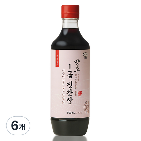 신앙촌 양조 1급 진간장, 6개, 860ml