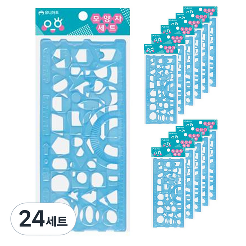 유니아트 모양자 2종 세트, 혼합색상, 24세트