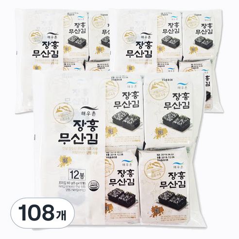 해우촌 장흥 도시락 무산김, 108개, 5g