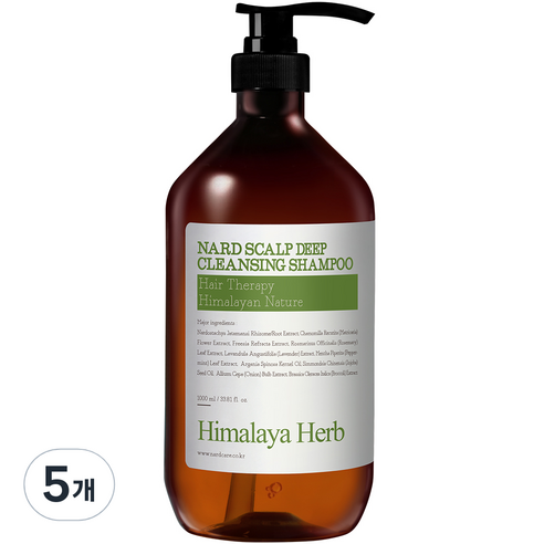 부케가르니 나드 두피 비듬 딥 클렌징 가려움 케어 샴푸, 1000ml, 5개