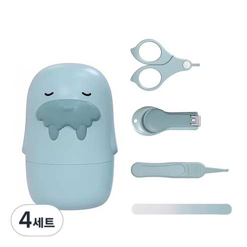 라이프투비 유아용 동물 캐릭터 손톱깎이 세트, 바다코끼리 블루, 4세트