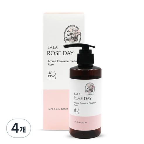 라라로즈데이 시즌2 로즈데이 아로마 여성청결제 로즈향, 200ml, 4개