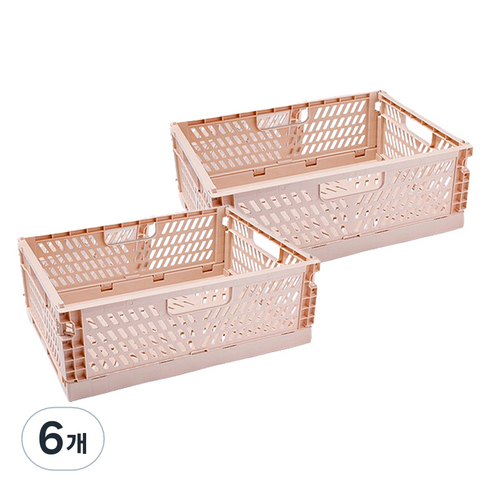 MF스토어 파스텔 접이식 선반 폴딩박스, 피치퍼프, 중형(20.5 x 14.7 x 9.3 cm), 6개