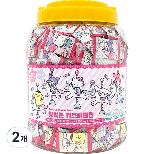 아텍스 산리오 캐릭터즈 맛있는 키즈 비타민 700g, 500정, 2개