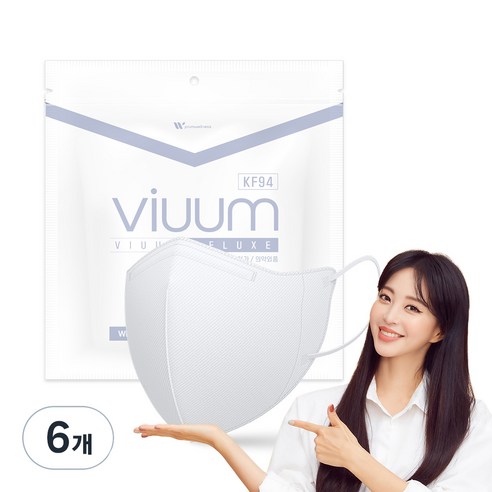 viuum 디럭스 컬러마스크 대형 KF94, 25개입, 6개, 화이트