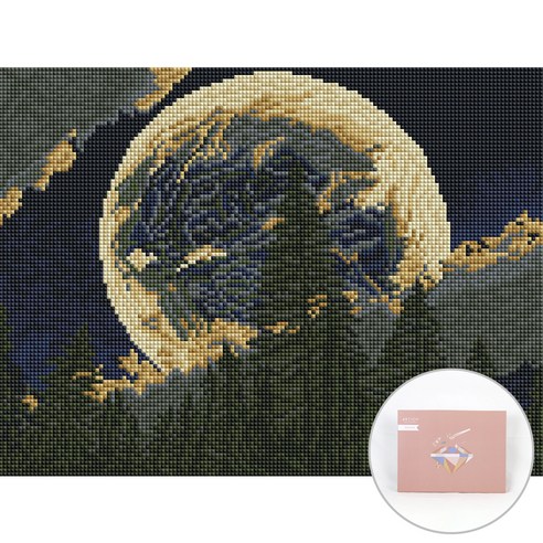 아트조이 DIY 보석십자수 세트 캔버스형 30 x 40 cm, 달 밝은 밤, 1세트