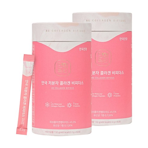 안국건강 저분자 콜라겐 비피더스 60p, 132g, 2개