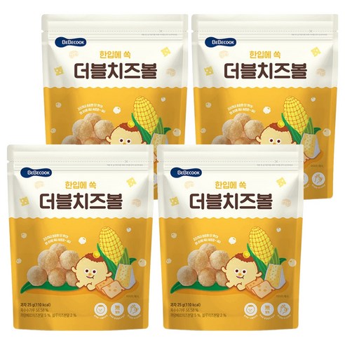 베베쿡 한입에 쏙 더블치즈볼 25g, 치즈, 4개