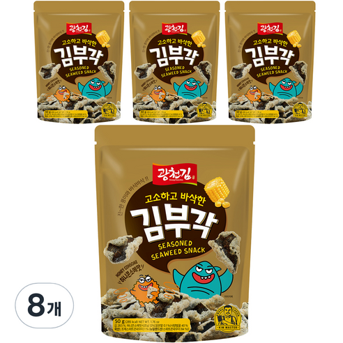 광천김 고소하고 바삭한 허니콘소메맛 김부각, 50g, 8개
