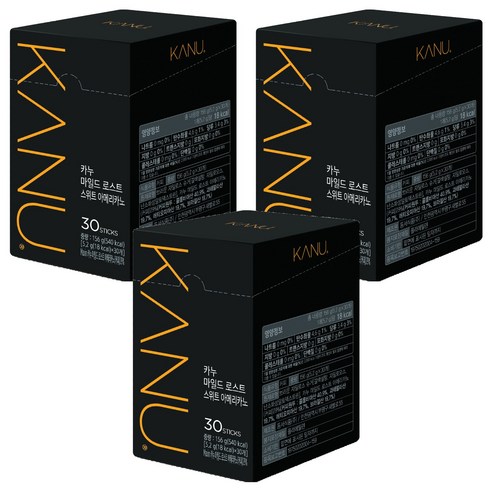 맥심 카누 콜롬비아 블렌드 마일드 로스트 스위트 아메리카노, 3개, 30개입, 5.2g