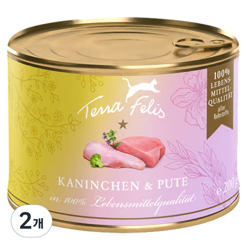 테라펠리스 전연령용 고양이 습식사료, 토끼 & 칠면조, 200g, 2개