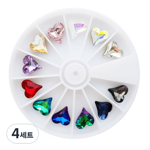 NAILROOM 네일 파츠 no 338 글라스물방울스톤세트, 4세트, no.329 글라스하트스톤세트