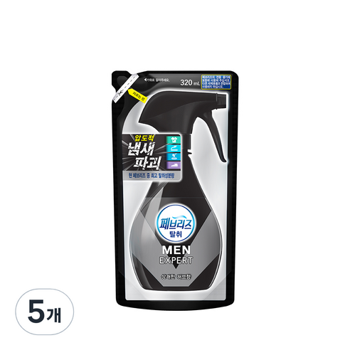 페브리즈 포맨 데오드란트 파워 섬유 탈취제 상쾌한 허브향 리필, 320ml, 5개