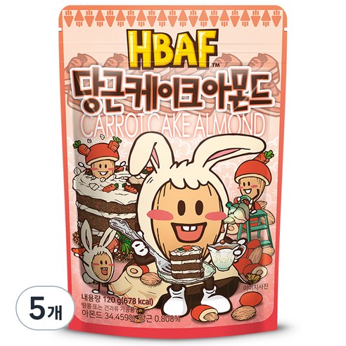 바프 당근 케이크 아몬드, 120g, 5개