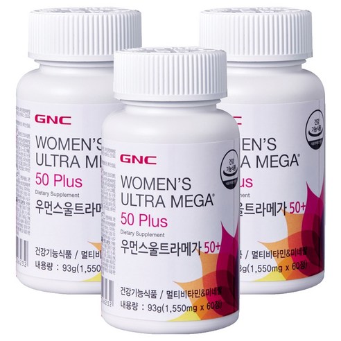 GNC 우먼스 울트라메가 50플러스 멀티비타민, 60정, 3개