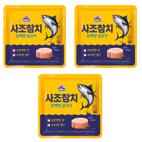사조 담백한 살코기 참치 파우치, 85g, 3개