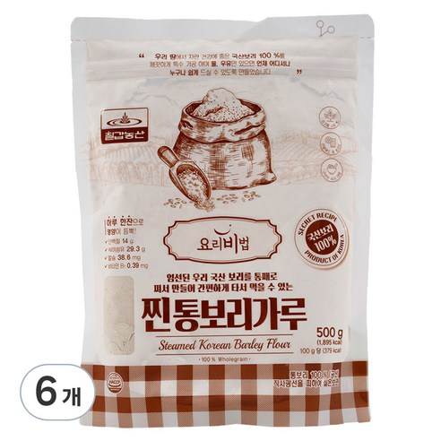 칠갑농산 찐통보리가루, 500g, 6개