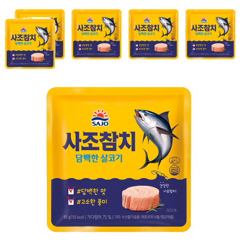 사조 담백한 살코기 참치 파우치, 85g, 6개