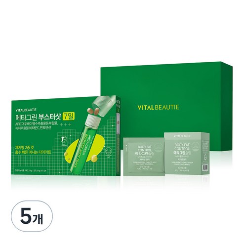 바이탈뷰티 메타그린 부스터샷 27.19g + 슬림 세트, 7회분, 5개
